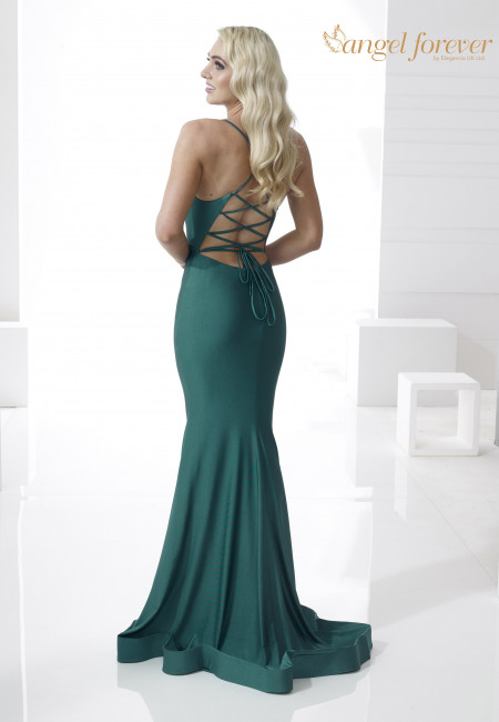 Angel Forever Teal Fitted Jersey Prom Dress / Evening Dress